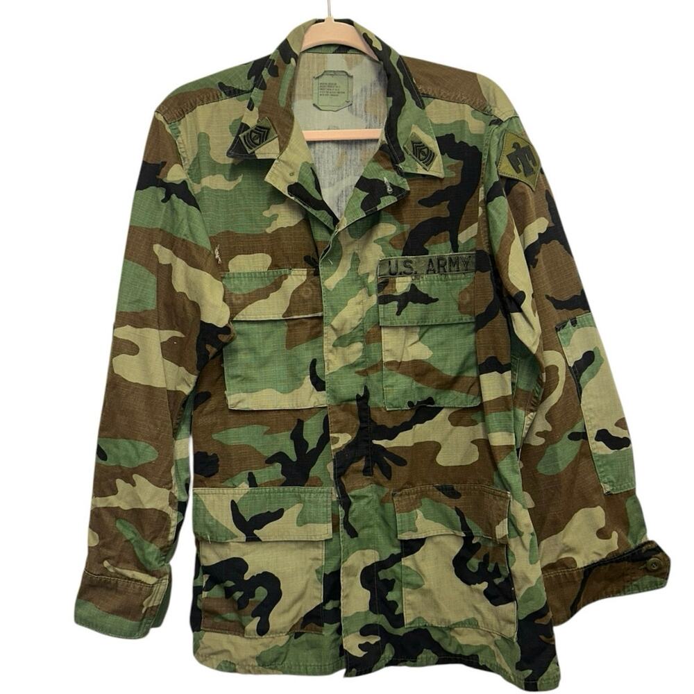 U.S. Army Camo BDU Jacket Military Style Utility Coat Camouflage Medium Oversize